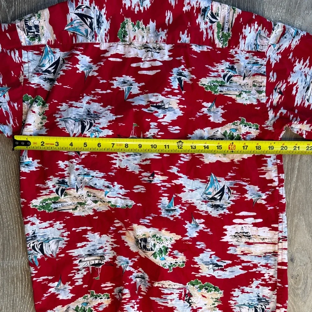 GAP Red and White Kids Hawaiian Button Down Shirt XXL 14-16 0420